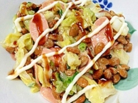 納豆の食べ方-ウインナー＆ソースマヨ♪